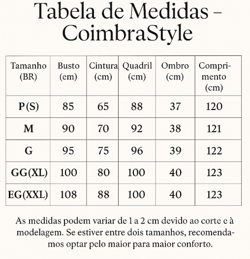 Tabela de Medidas