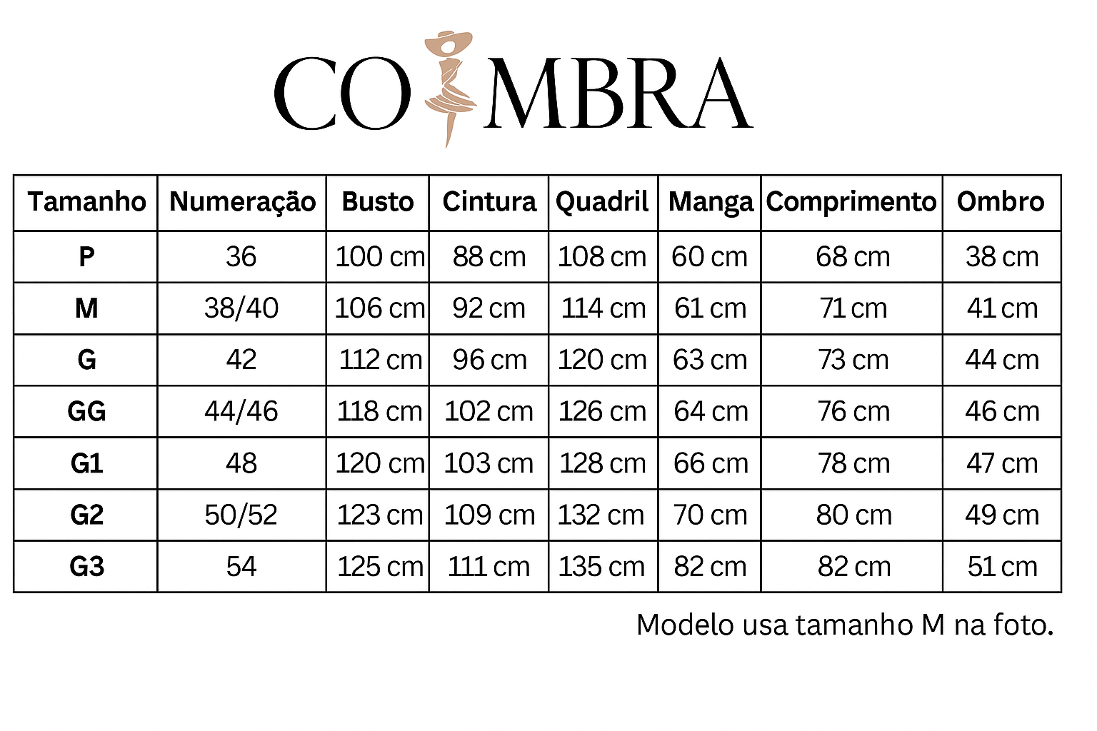 Tabela de Medidas