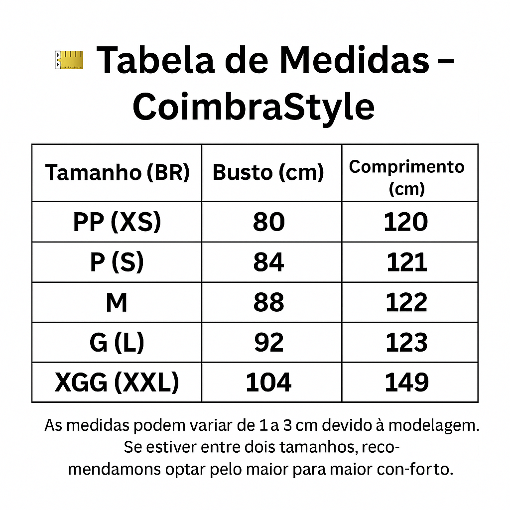 Tabela de Medidas